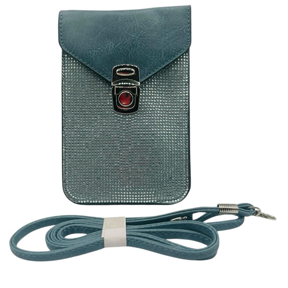 NWT Rhinestone Blue Cell Phone Crossbody Bag